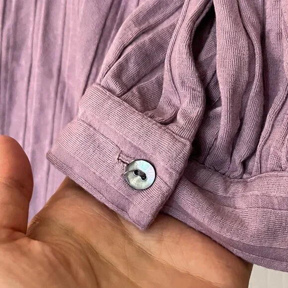 Amour Vert Vie Ribbed Henley - Lavender | L - Picture 9 of 11